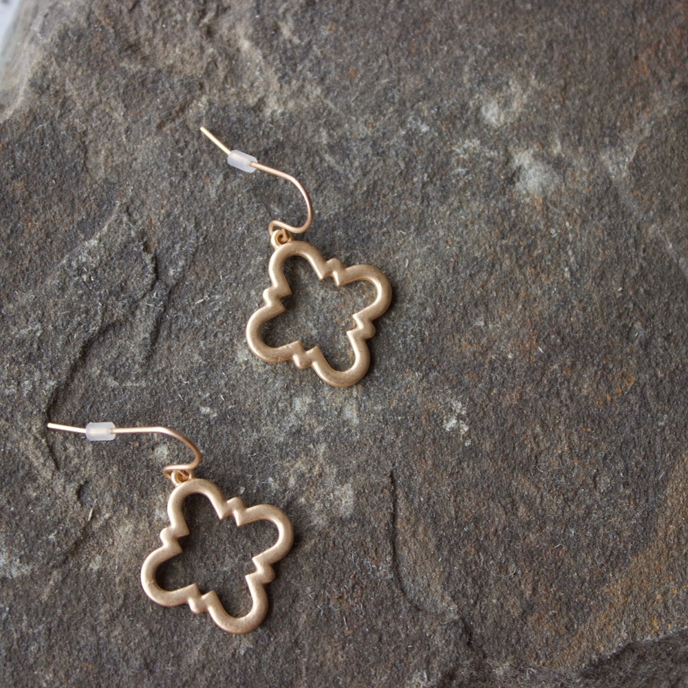 Matte Goldtone Quatrefoil earrings